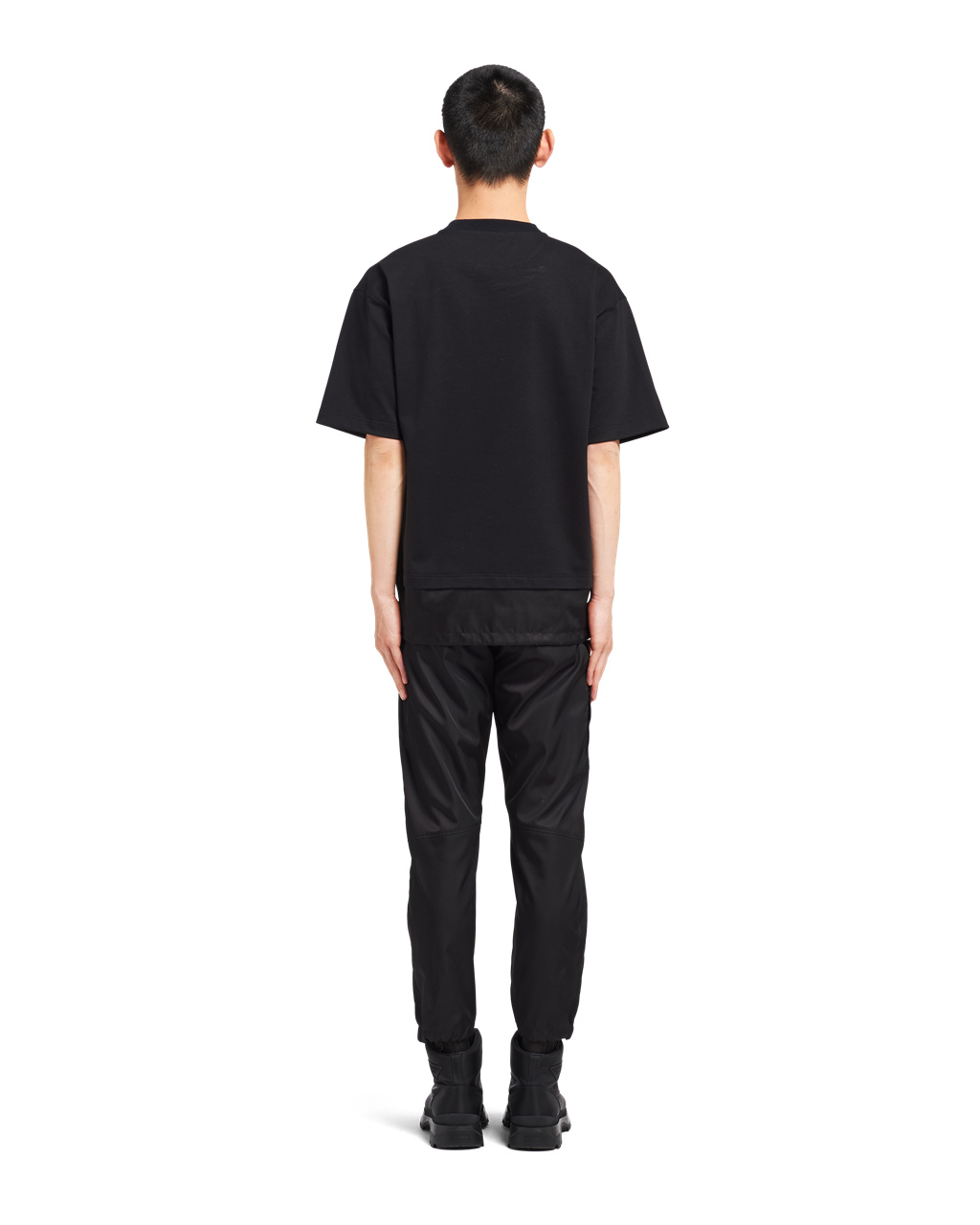 Prada Bavlnene T-shirt With Nylon Details Čierne Čierne | NBCALX856