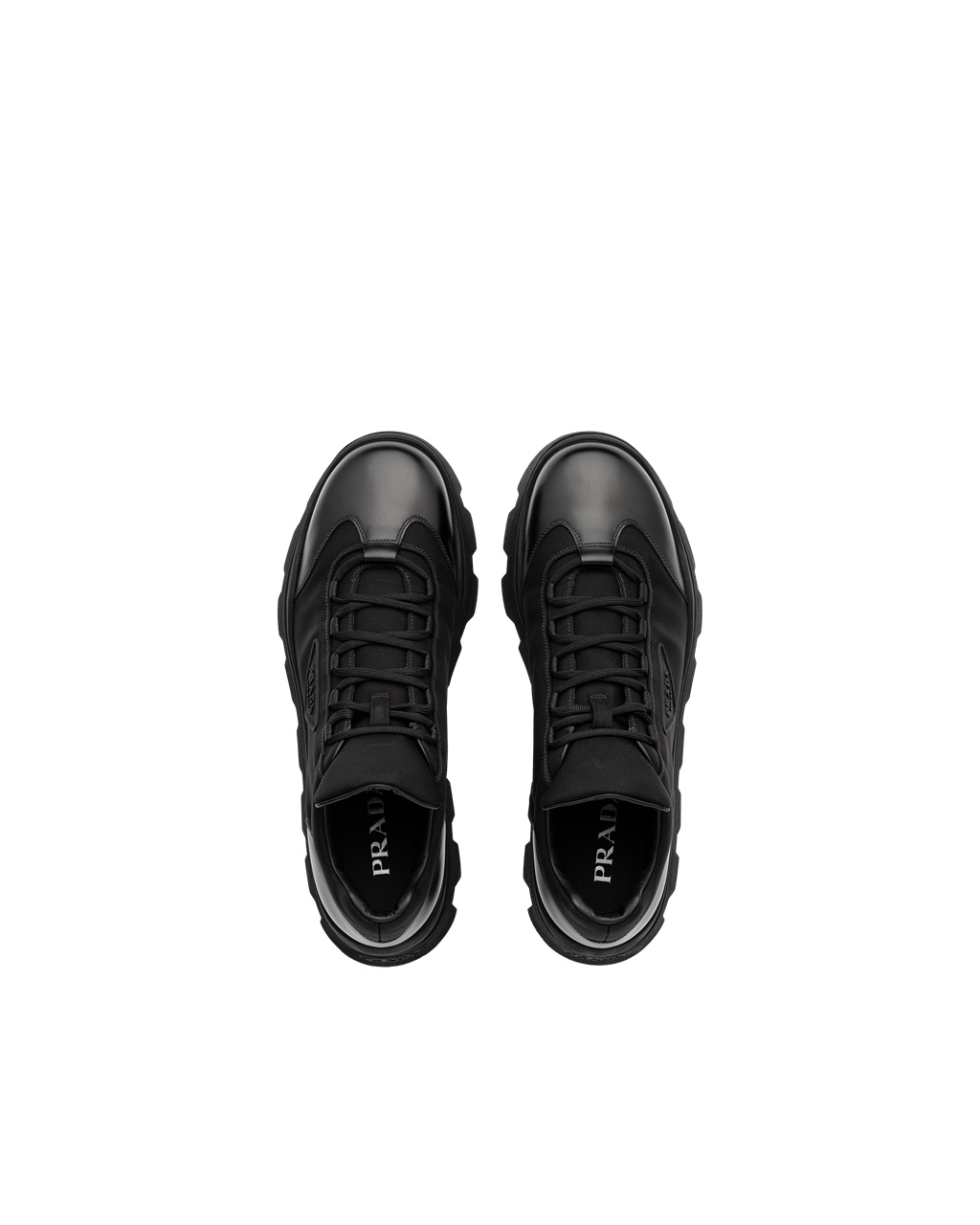 Prada Brushed Kozene And Nylon Sneakers Čierne | JKCIES849