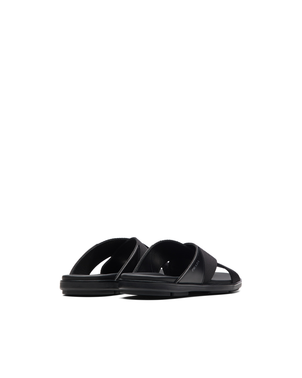 Prada Brushed Kozene And Nylon Tape Crisscross Slides Čierne | MJUKNR786