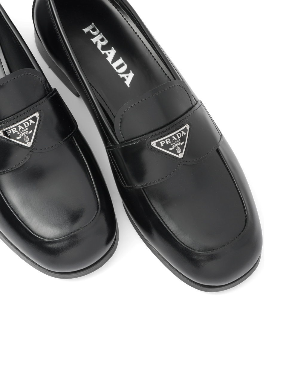 Prada Brushed Kozene Loafers Čierne | FXLUCN819