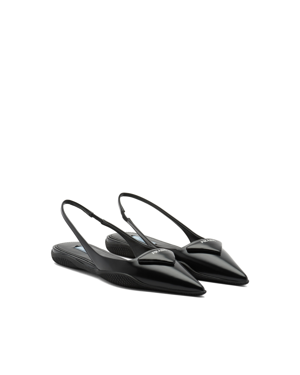 Prada Brushed Kozene Slingback Ballerinas Čierne | CKRYDB609