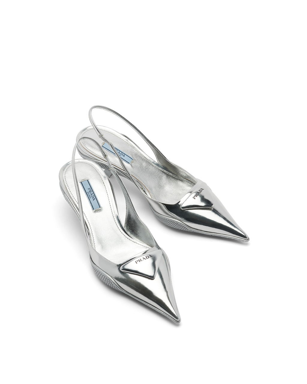 Prada Brushed Kozene Slingback Pumps Strieborne | JROLCB852