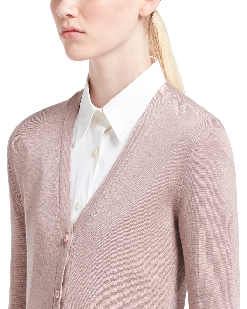 Prada Cashmere And Silk Cardigan Mauve | DSBQVI078