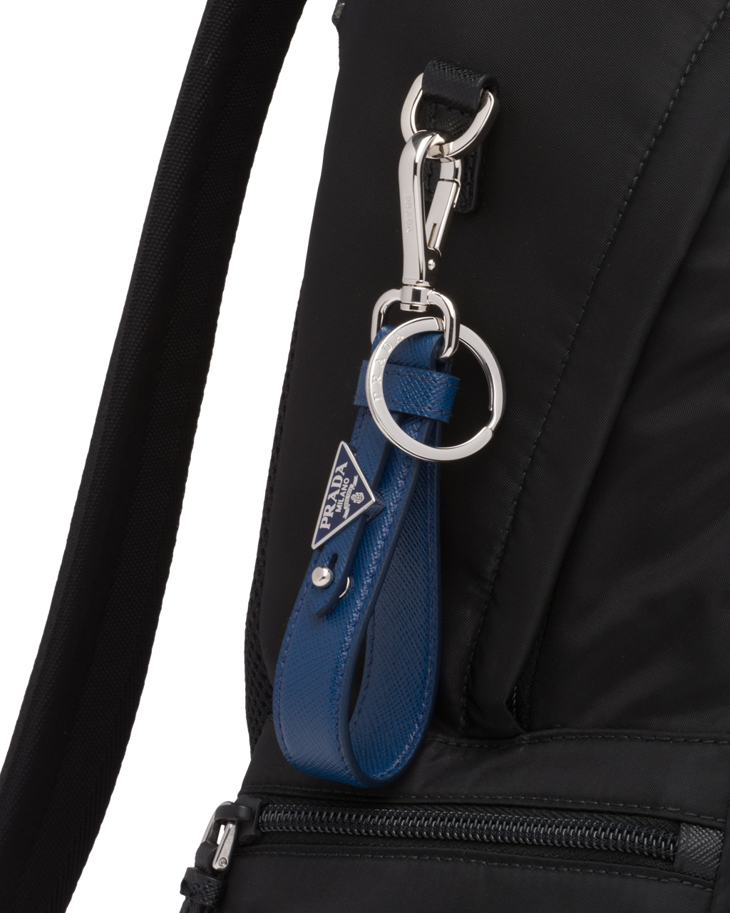 Prada Customized Saffiano Kozene Keychain Bluette | JVPXOF732