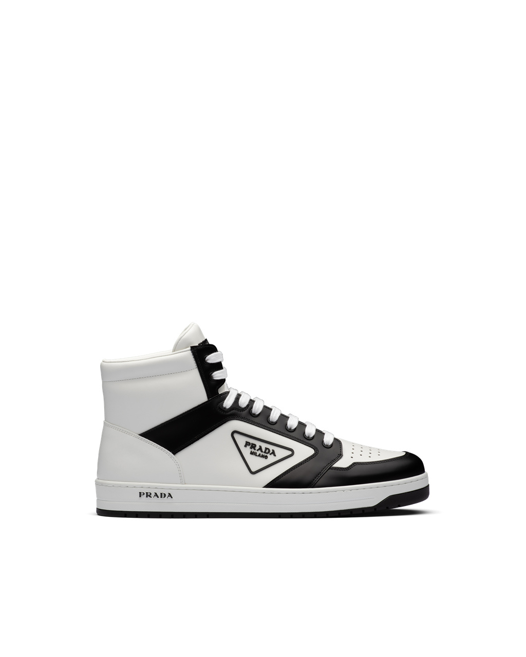 Prada District Kozene Sneakers Biele Čierne | QGTOIY307