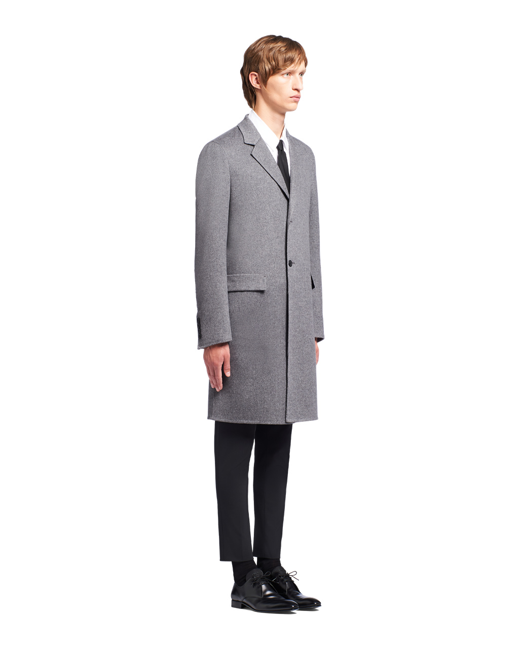 Prada Double Cashmere Coat Slate Gray | HTVGJM046