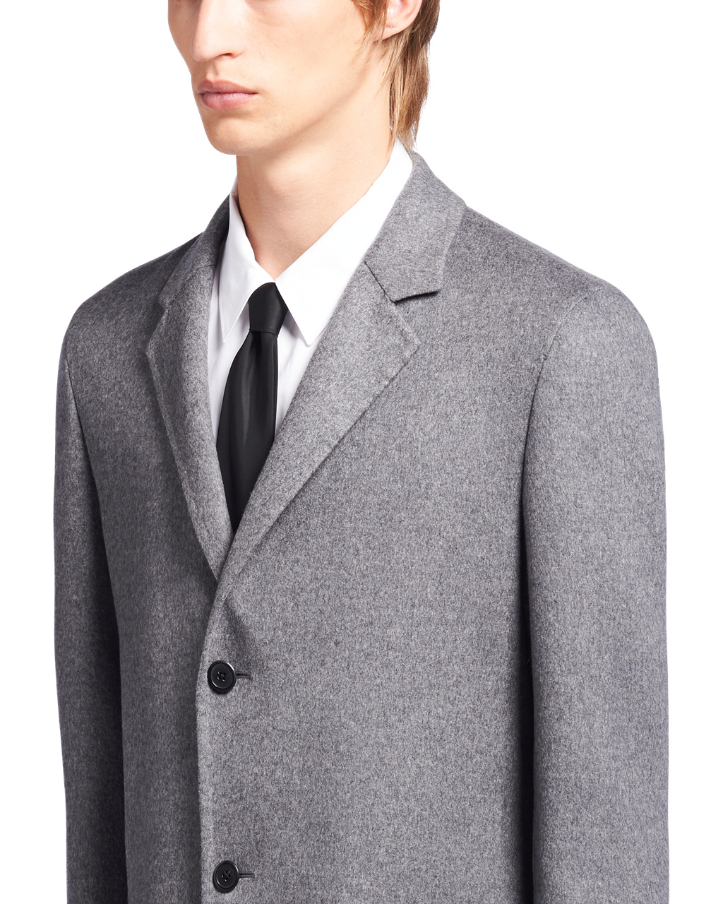 Prada Double Cashmere Coat Slate Gray | HTVGJM046