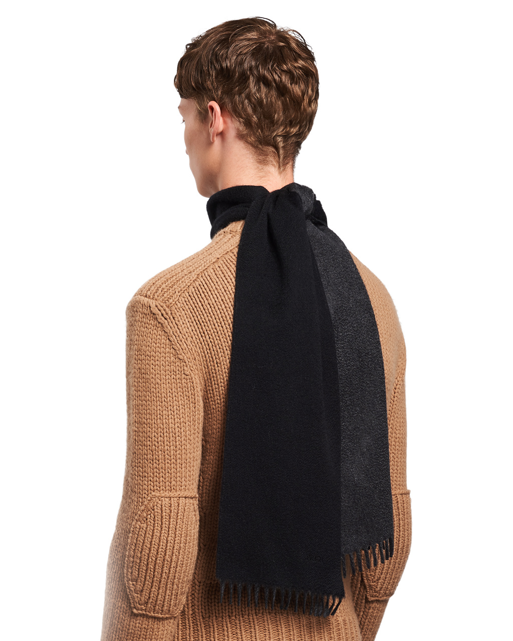 Prada Double Cashmere Scarf Anthracite Gray | EWUQJD013