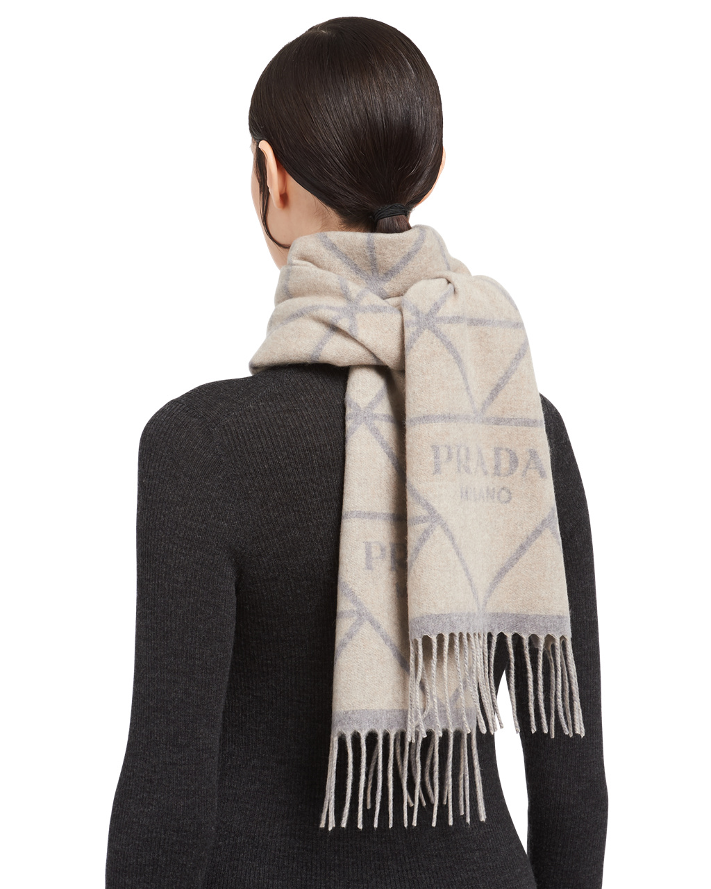 Prada Double Cashmere Scarf Siva | VQCSYG937