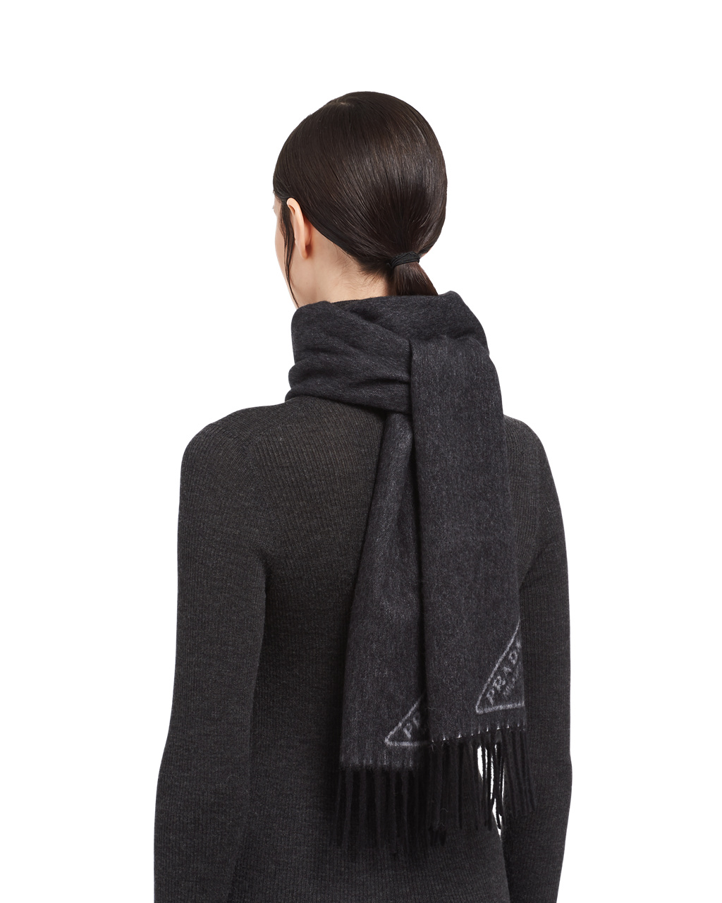 Prada Double Cashmere Scarf Čierne Biele | USODPC082