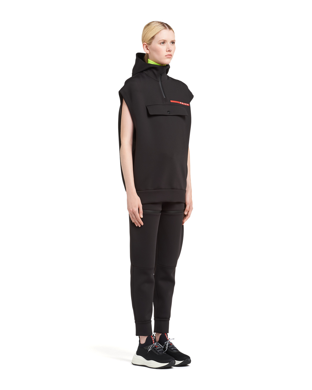 Prada Double Technical Jersey Hoodie Vest Čierne | GHIKUF218