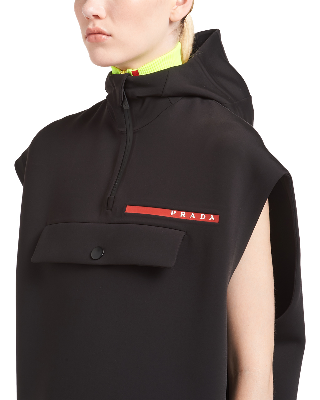 Prada Double Technical Jersey Hoodie Vest Čierne | GHIKUF218