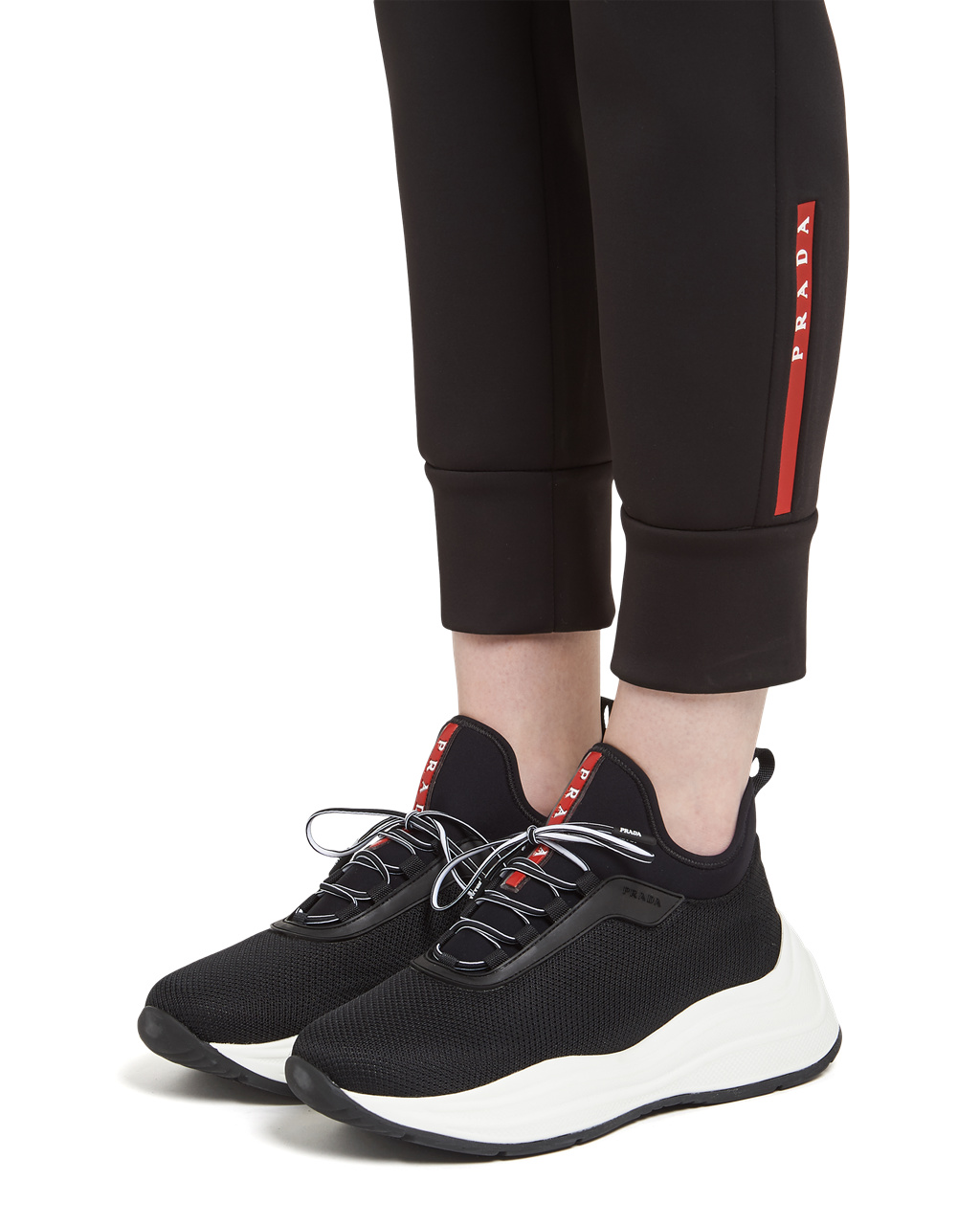 Prada Double Technical Jersey Joggers With Zippers Čierne | HDAERW132