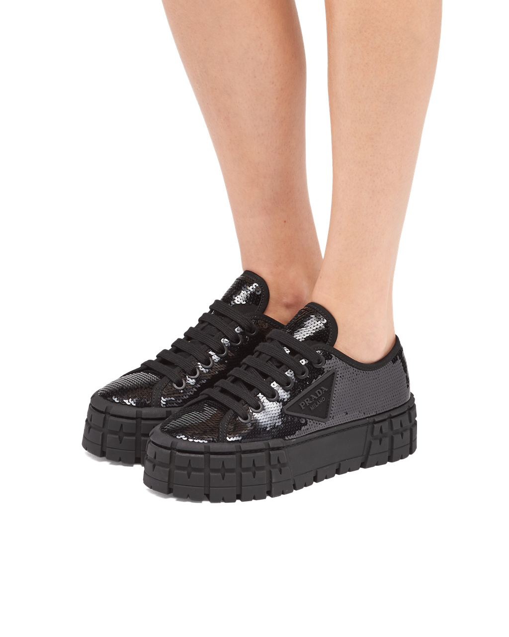 Prada Double Wheel Sequin Sneakers Čierne | OMSWLD974