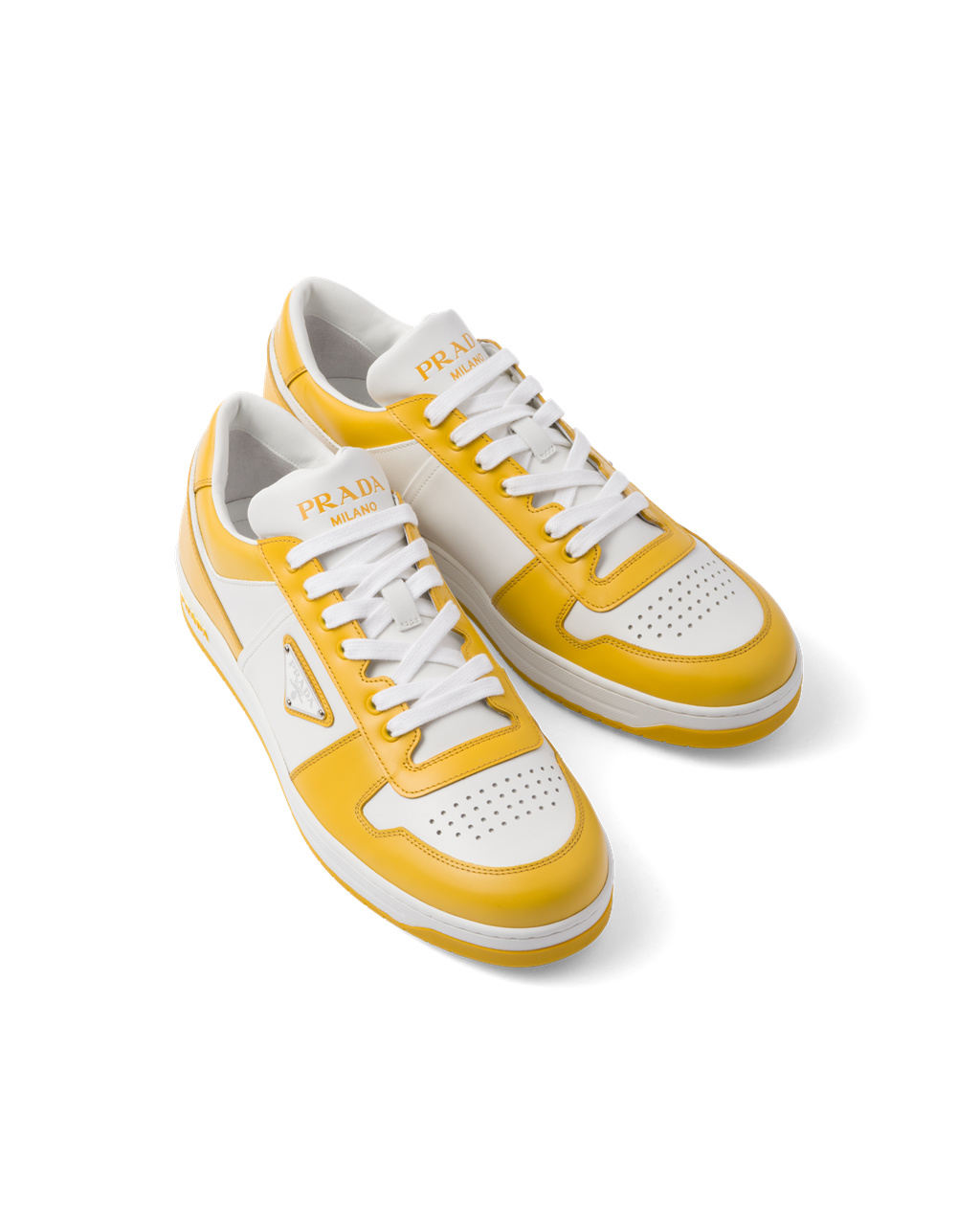 Prada Downtown Kozene Sneakers Biele | SCBEUF702