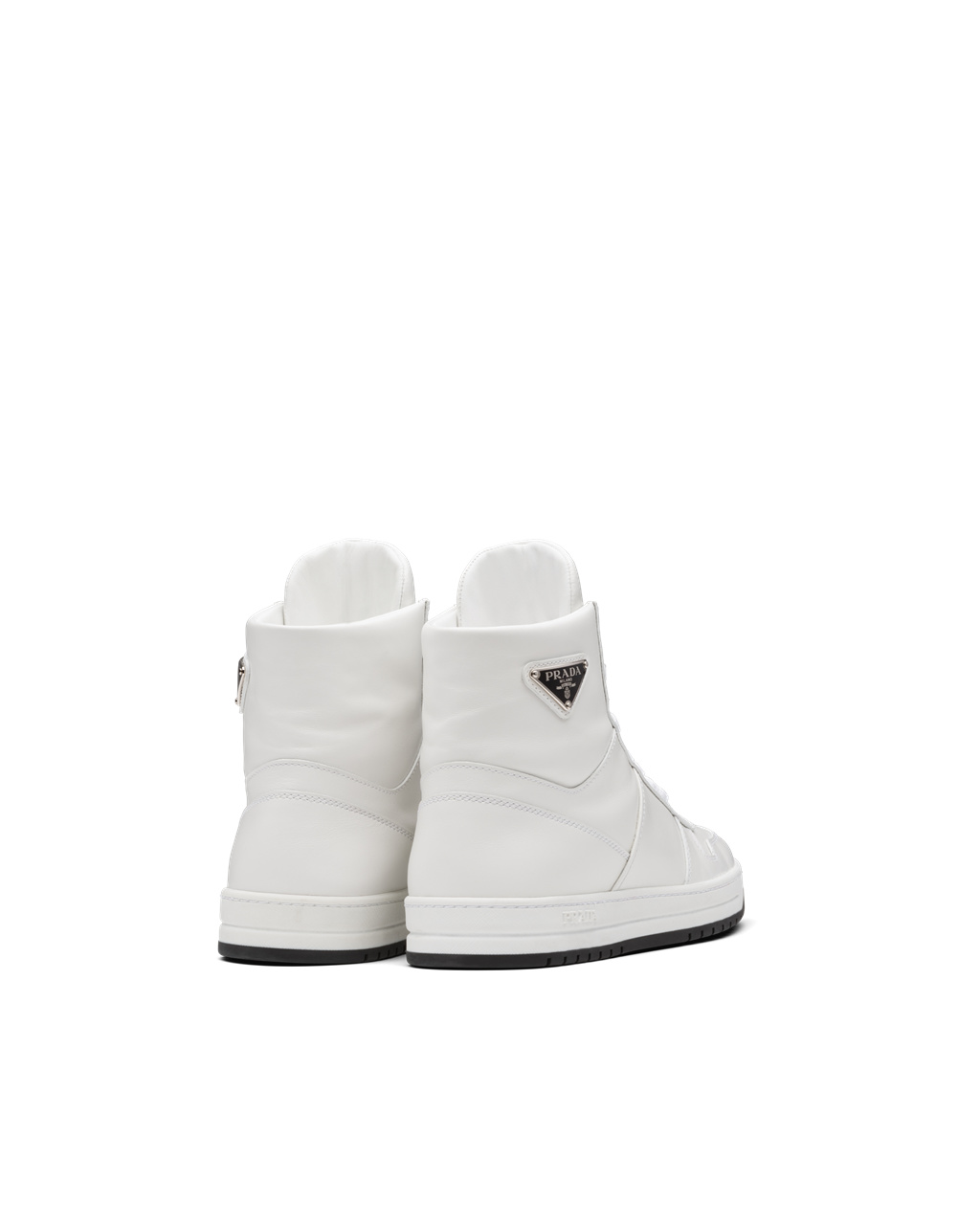 Prada Downtown Perforated Kozene High-top Sneakers Biele Čierne | KUSVLA423