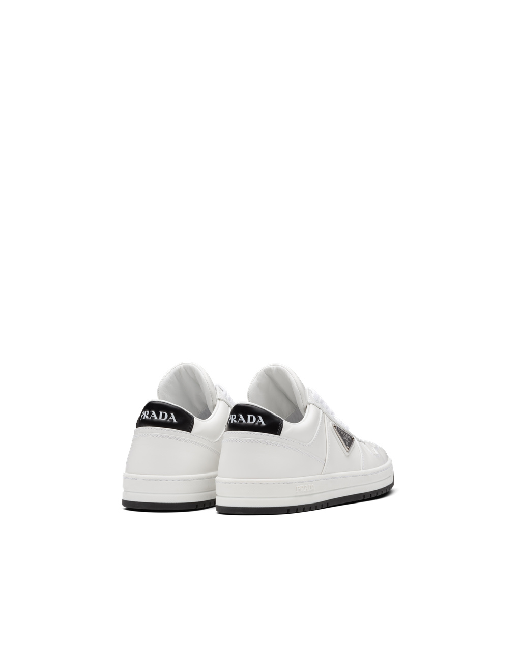 Prada Downtown Perforated Kozene Sneakers Biele Čierne | VKDWPU380