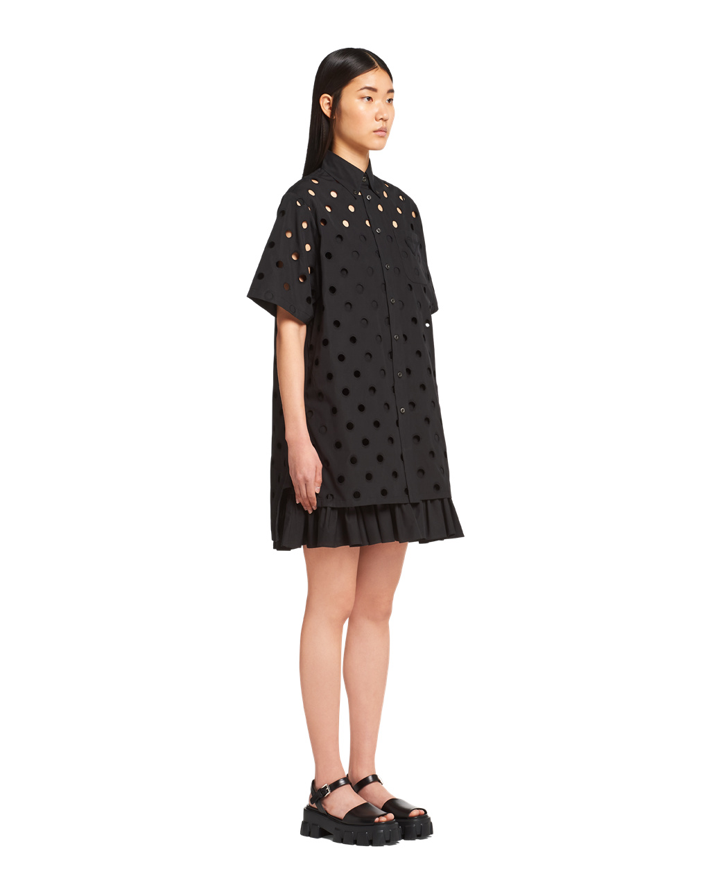 Prada Eyelet Cipkovane Poplin Minidress Čierne | KXMQDG024