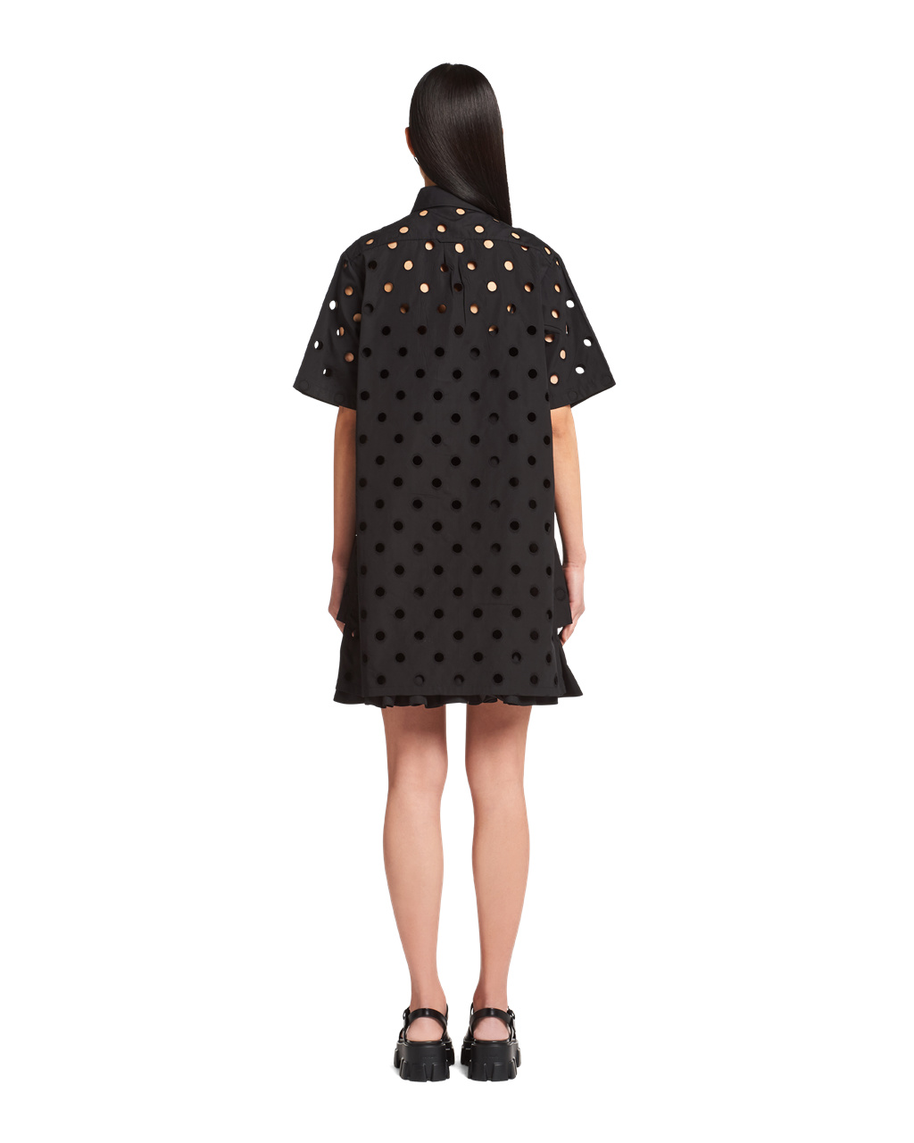 Prada Eyelet Cipkovane Poplin Minidress Čierne | KXMQDG024