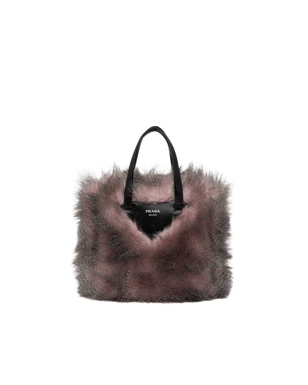 Prada Faux Fur Fabric Tote Bag Biele Čierne | MGLPAS461