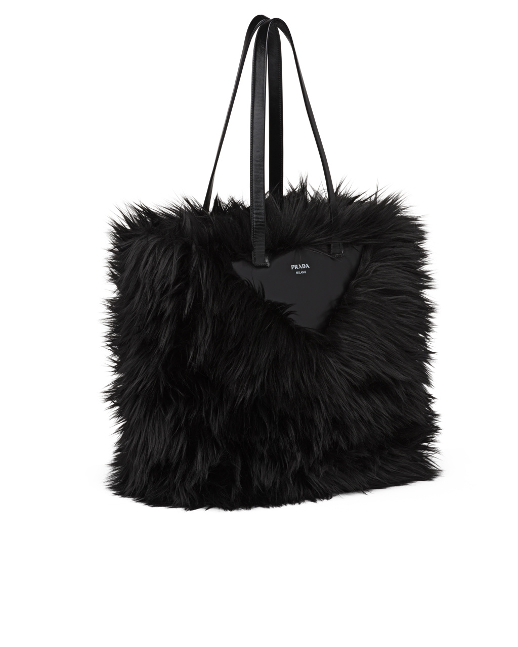 Prada Faux Fur Fabric Tote Bag Čierne | BETCFK975