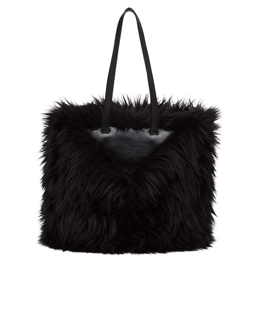 Prada Faux Fur Fabric Tote Bag Čierne | BETCFK975