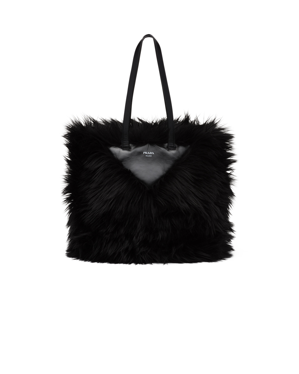 Prada Faux Fur Fabric Tote Bag Čierne | BETCFK975