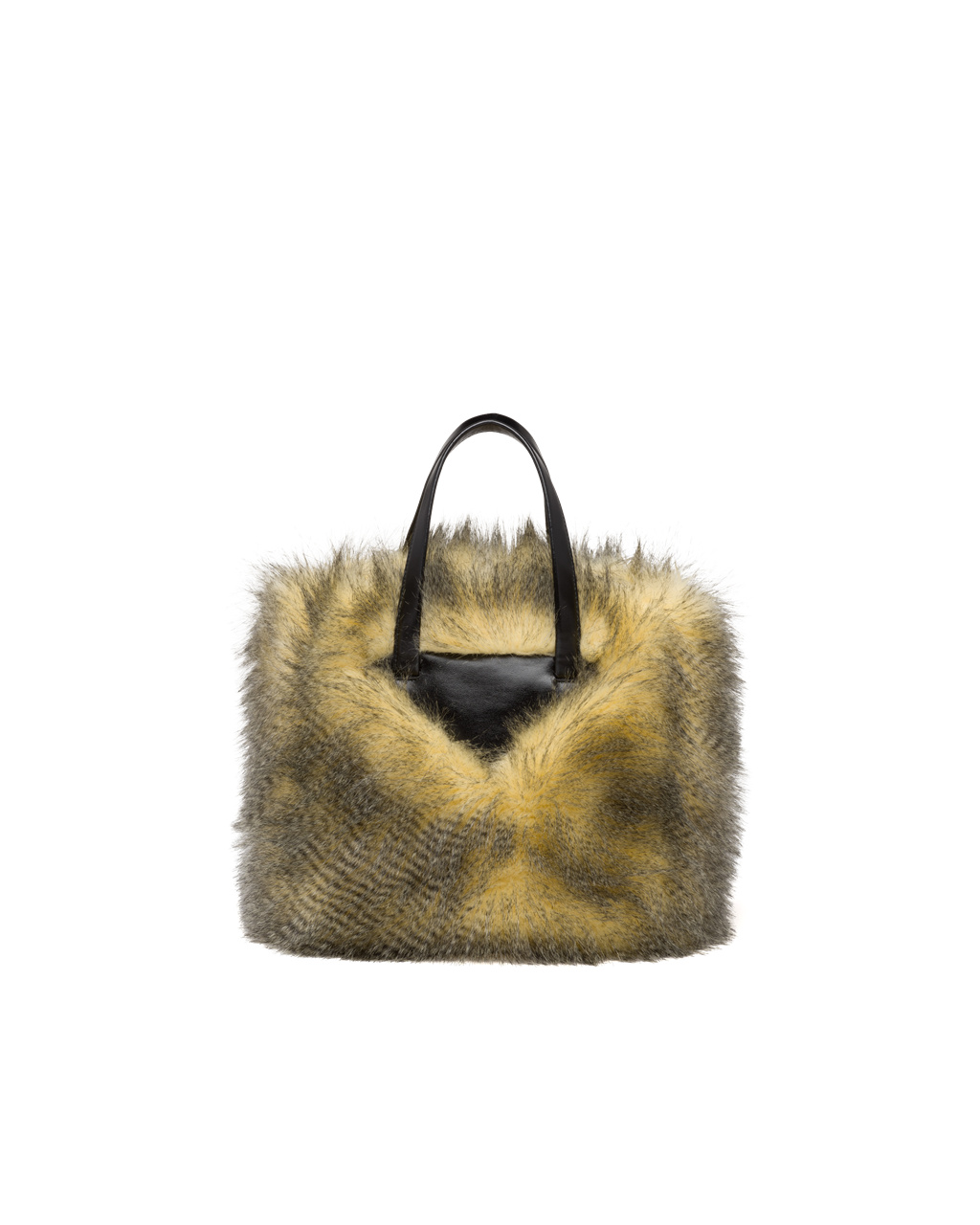 Prada Faux Fur Fabric Tote Bag Žlté Čierne | MVSRWA846