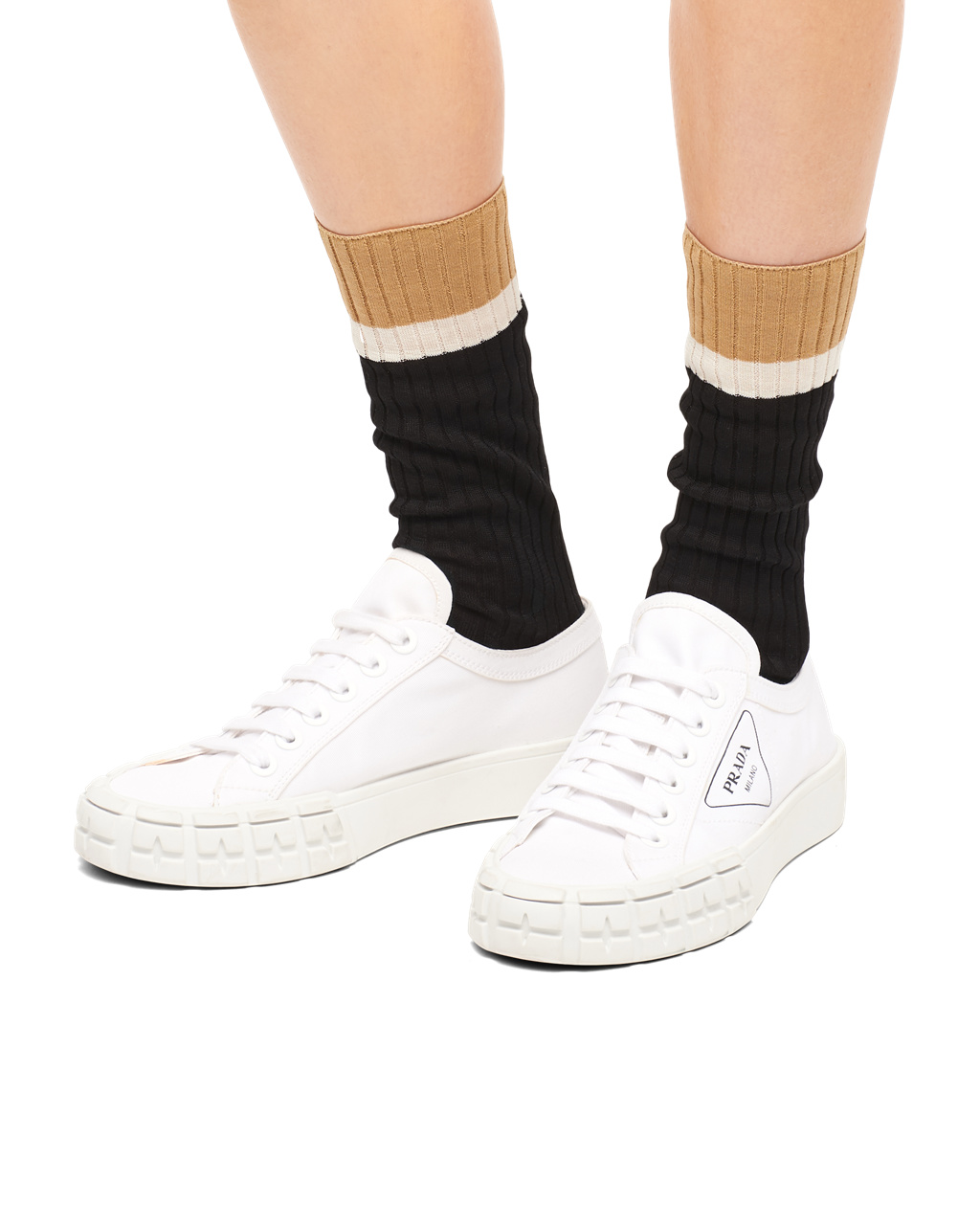 Prada Gabardine Fabric Sneakers Biele | XNRGVS320