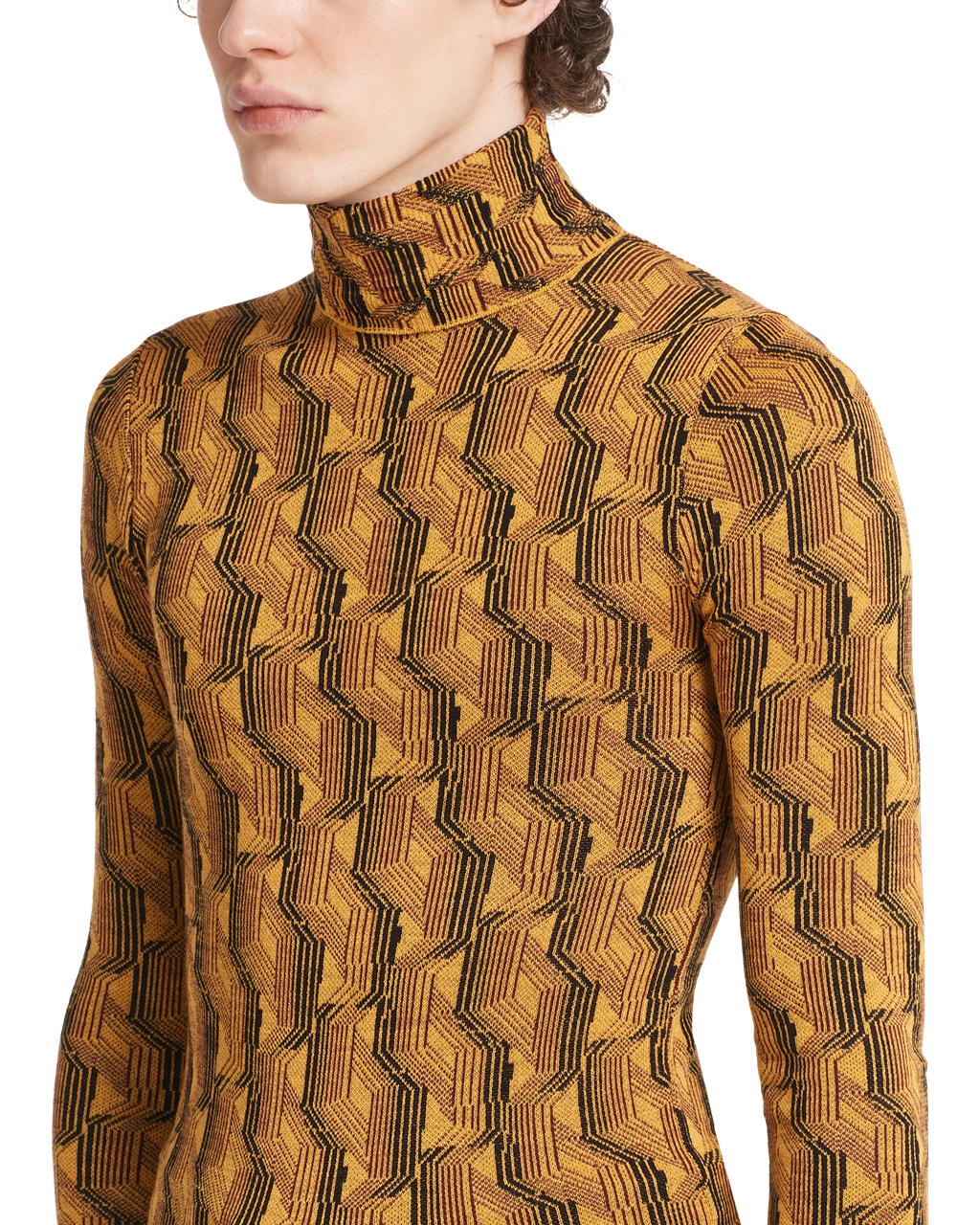 Prada Jacquard Superfine Wool Turtleneck Svetrove Saty Žlté | PUTEWA184