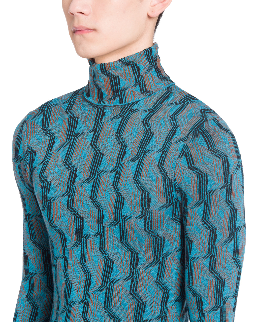 Prada Jacquard Superfine Wool Turtleneck Svetrove Saty Tyrkysové | XRLFTC460