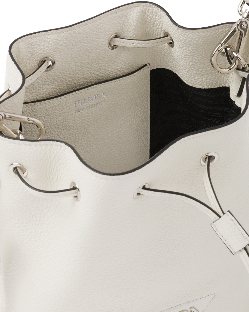 Prada Kozene Bucket Bag Biele | PFYDBS650