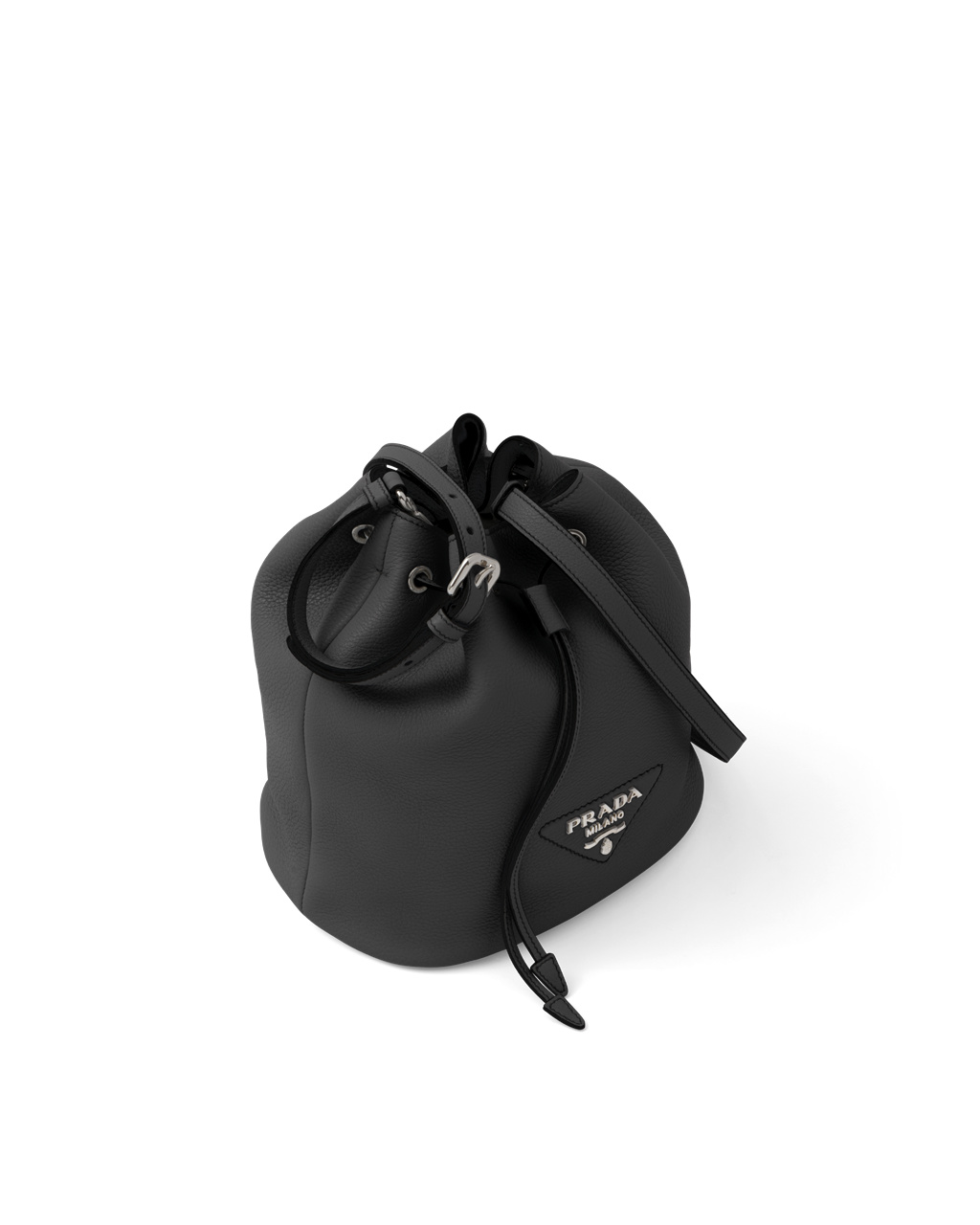 Prada Kozene Bucket Bag Čierne | EQCDLG892