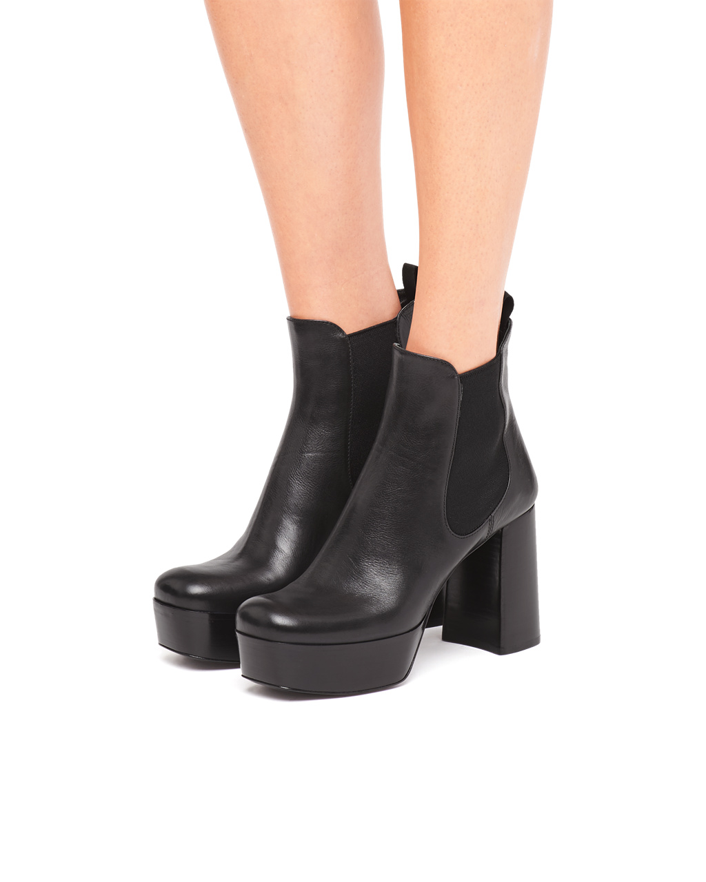 Prada Kozene Platforme Booties Čierne | CRGTBD685