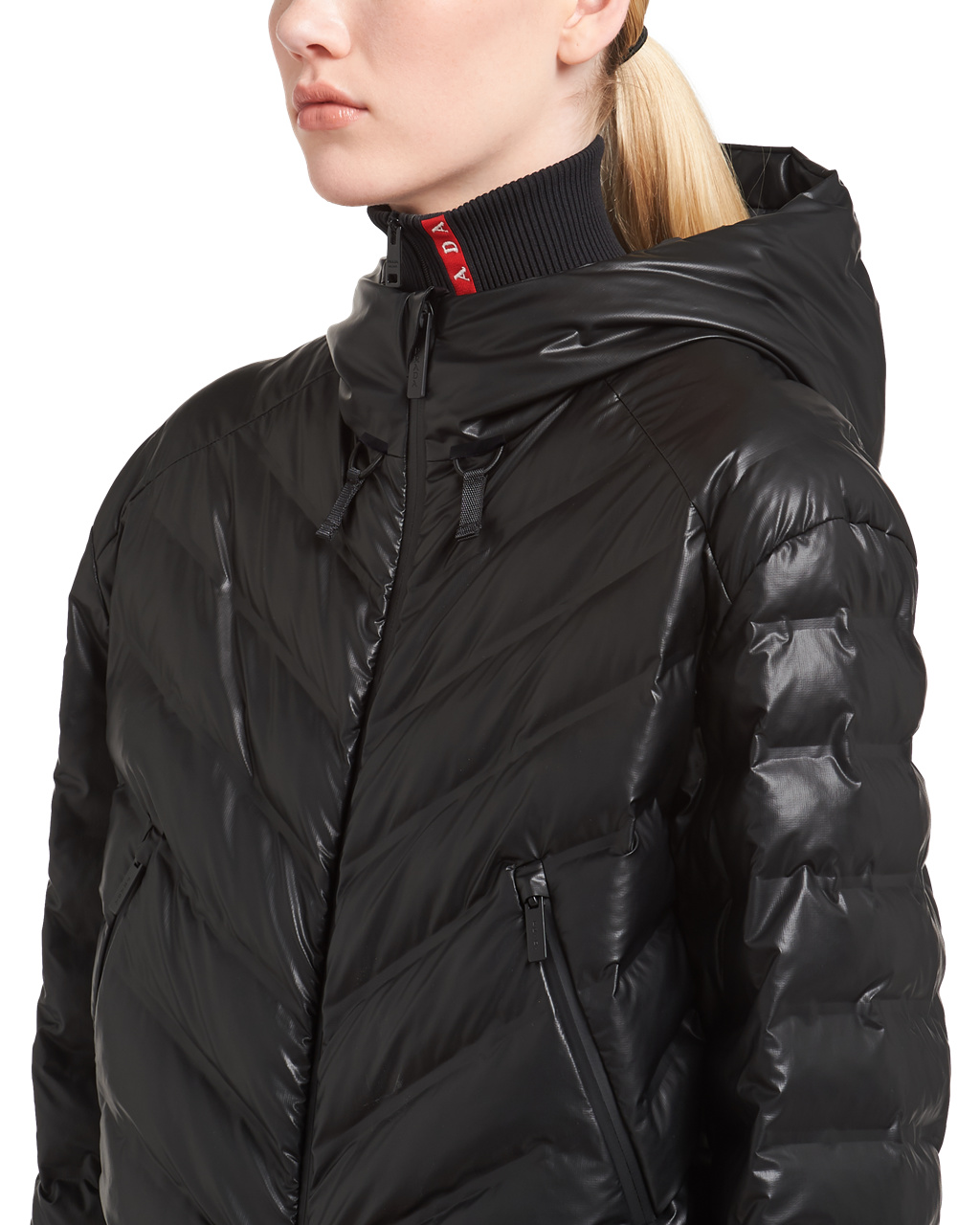 Prada Light Nylon S Kapucňou Puffer Jacket Čierne | DHOIYL069