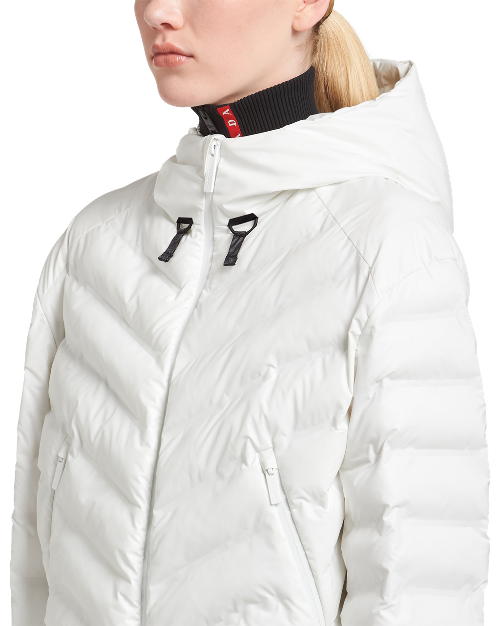 Prada Light Nylon S Kapucňou Puffer Jacket Biele | HRKLFI754