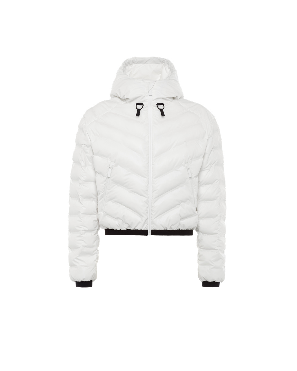 Prada Light Nylon S Kapucňou Puffer Jacket Biele | HRKLFI754