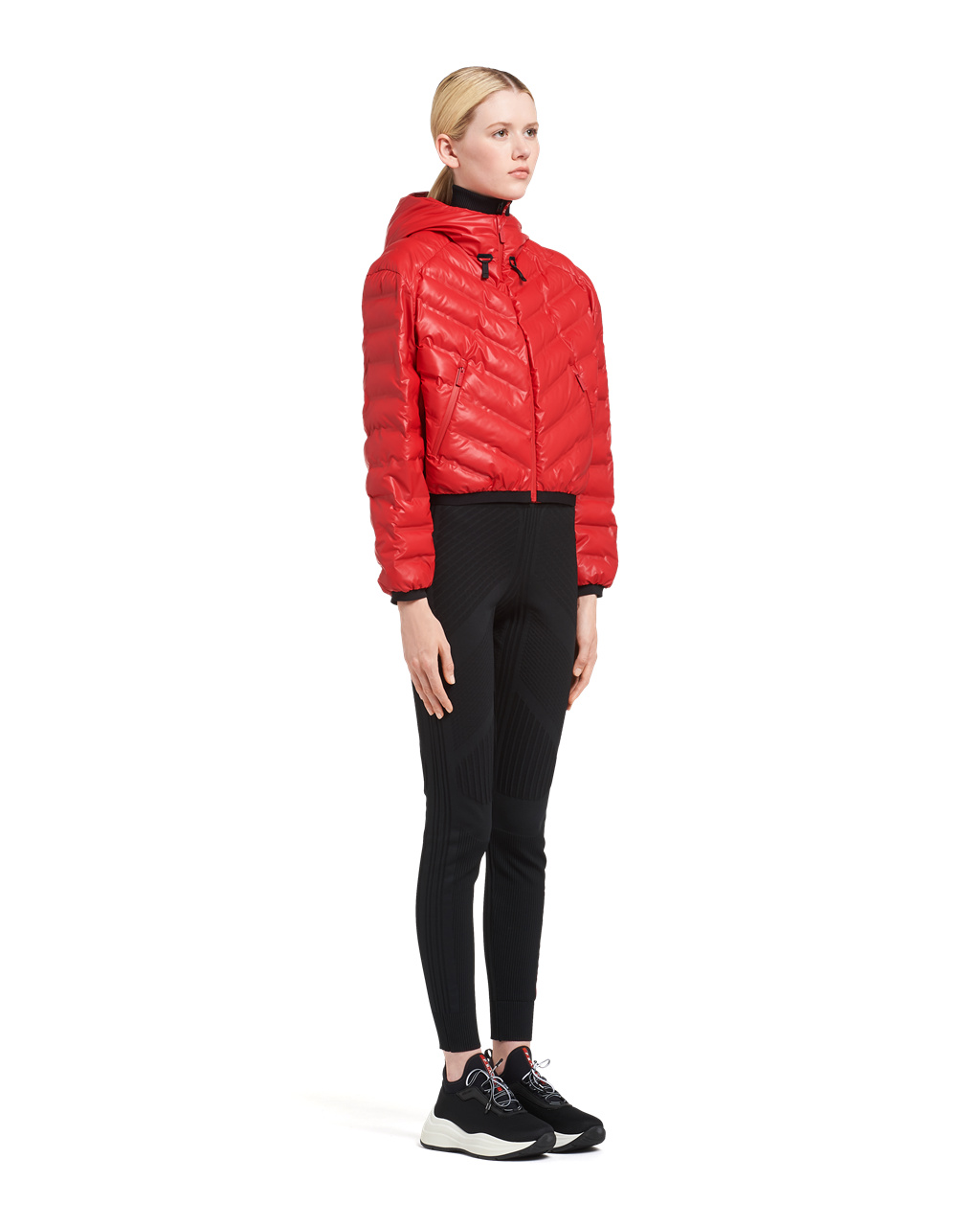 Prada Light Nylon S Kapucňou Puffer Jacket Červené | NAHVGD426