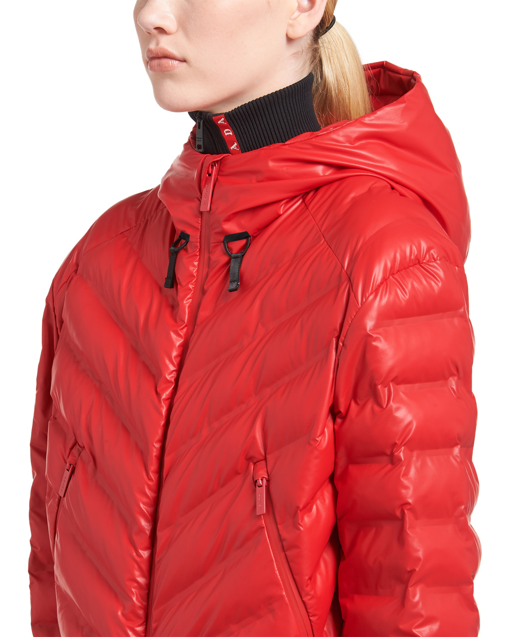 Prada Light Nylon S Kapucňou Puffer Jacket Červené | NAHVGD426