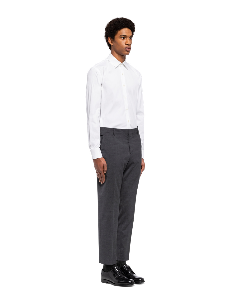 Prada Light Stretch Wool Trousers Slate Gray | ARYSTU690