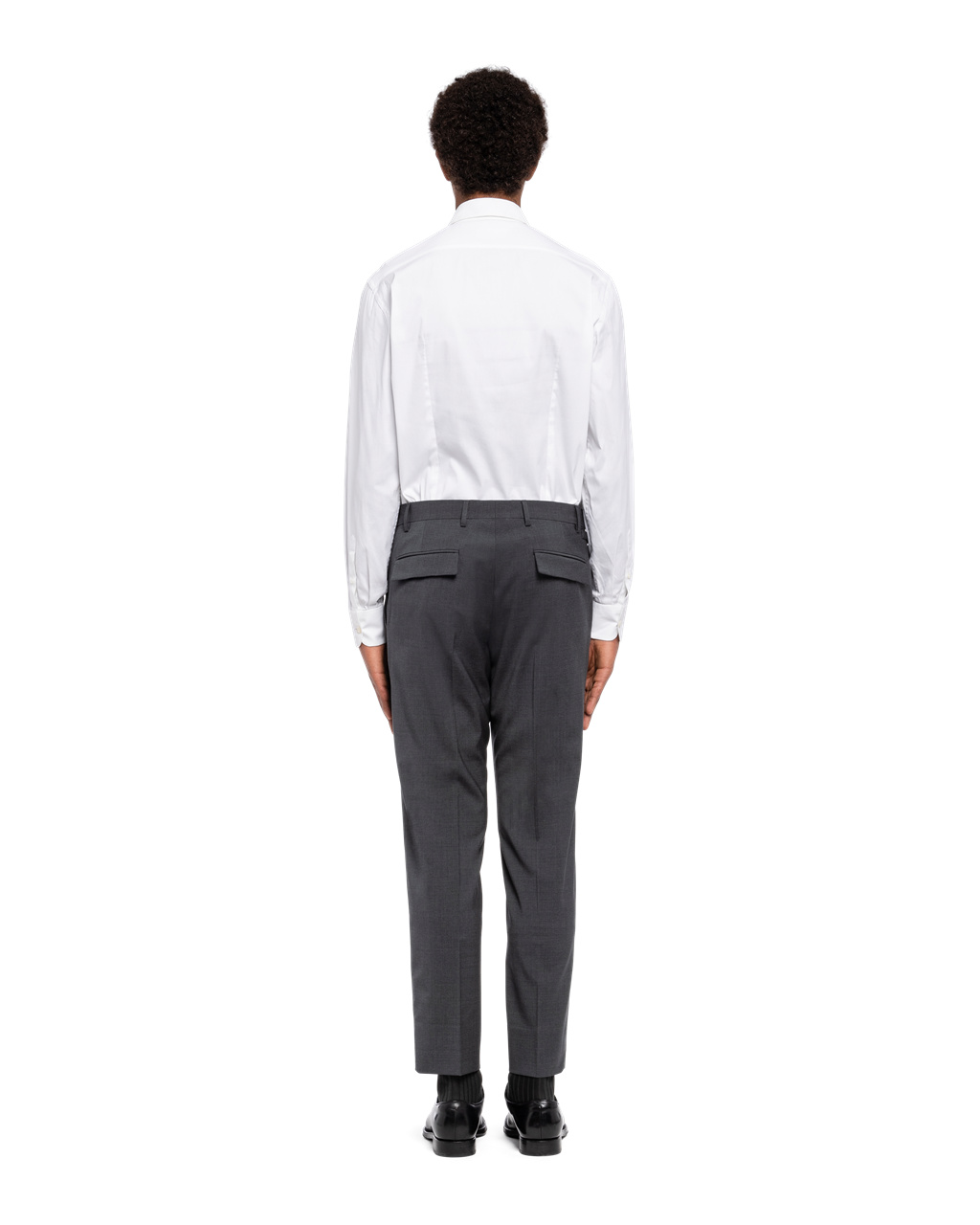 Prada Light Stretch Wool Trousers Slate Gray | ARYSTU690