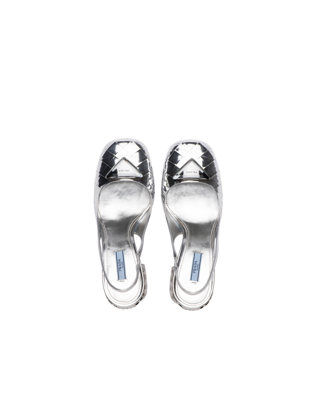 Prada Metallic Kozene Slingback Pumps Strieborne | AVGKNC318