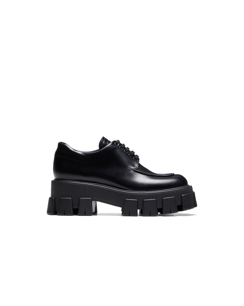 Prada Monolith Brushed Kozene Cipkovane-up Shoes Čierne | XUIFCV710