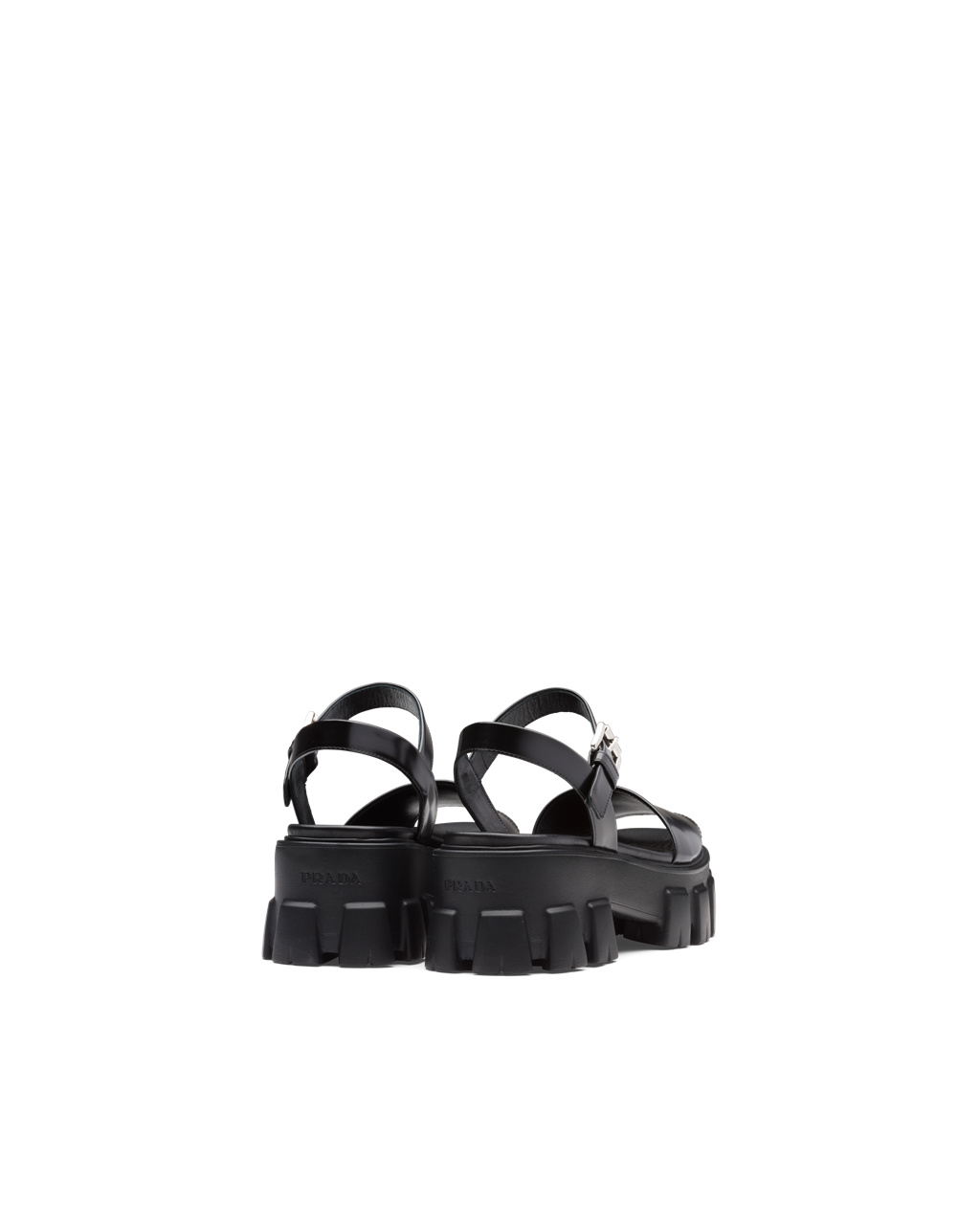 Prada Monolith Brushed Kozene Sandals Čierne | ALXVDU251