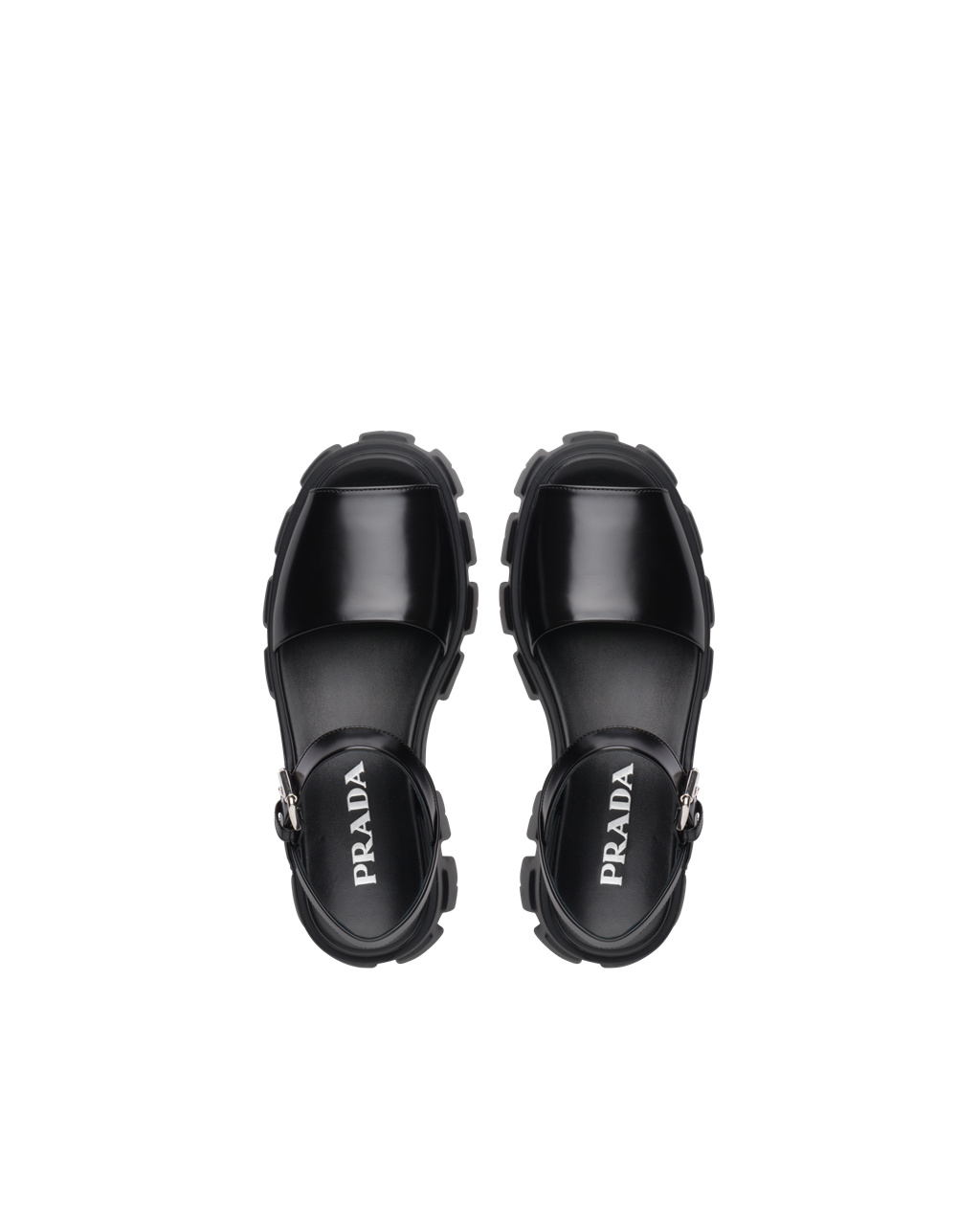 Prada Monolith Brushed Kozene Sandals Čierne | ALXVDU251