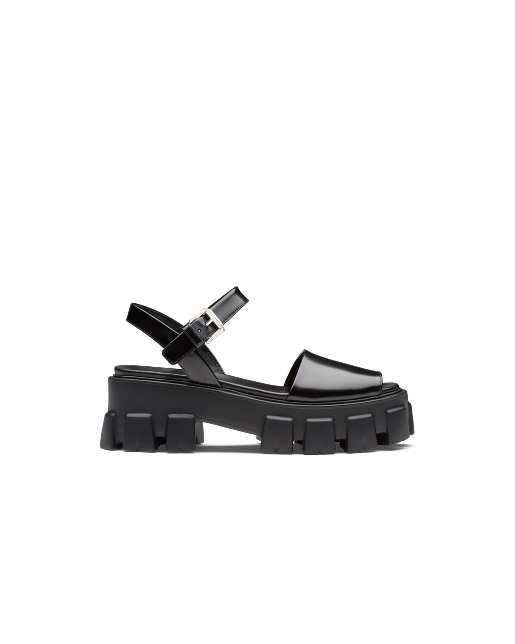 Prada Monolith Brushed Kozene Sandals Čierne | ALXVDU251