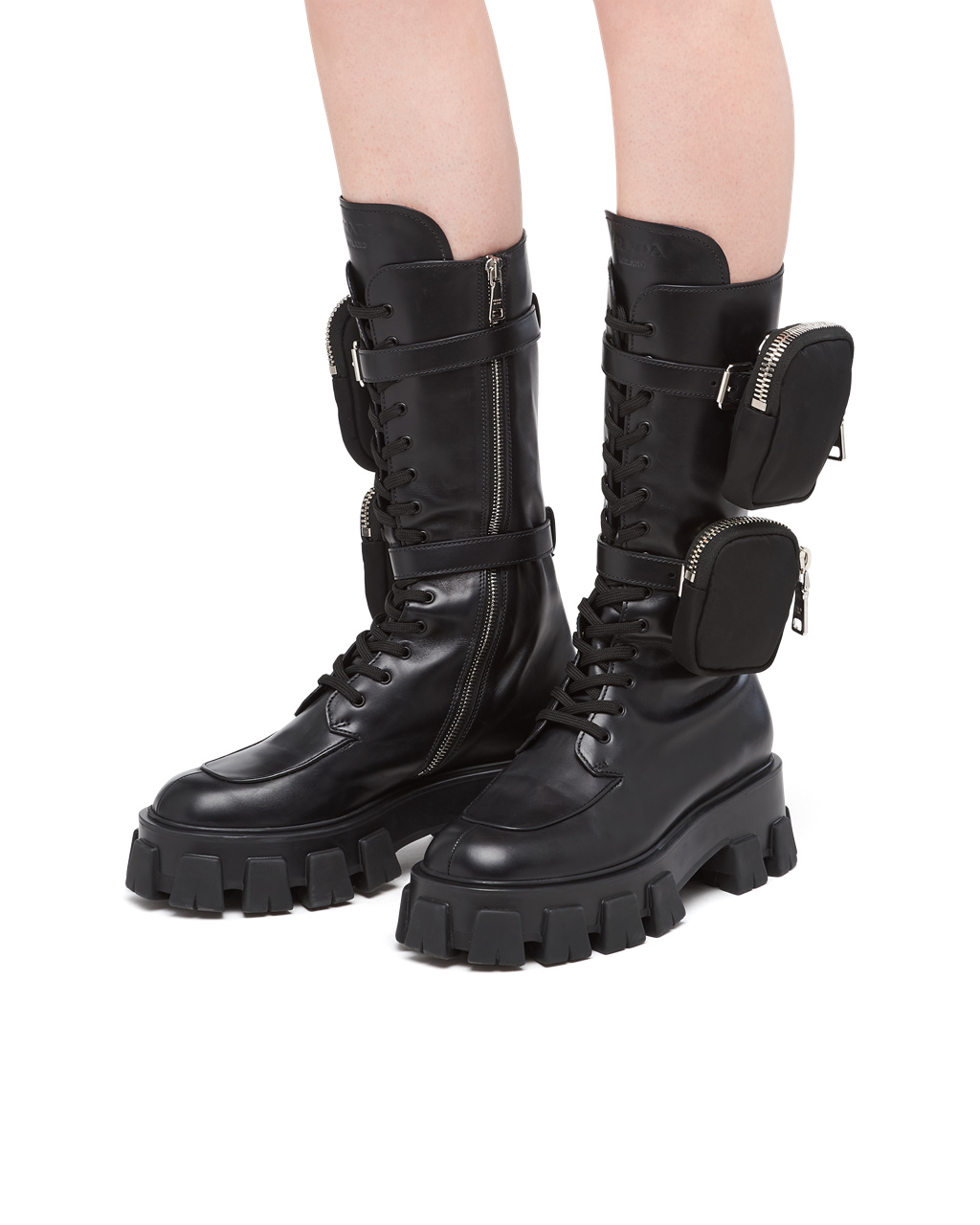 Prada Monolith Kozene Boots Čierne | PGDNVT540