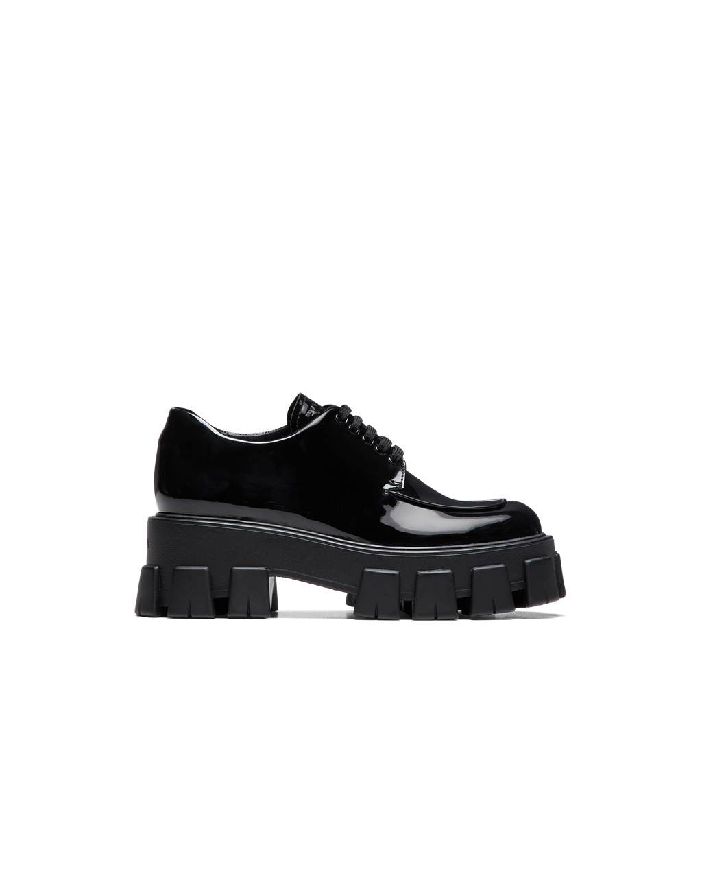 Prada Monolith Lakovane Kozene Cipkovane-up Shoes Čierne | KHGEBW501