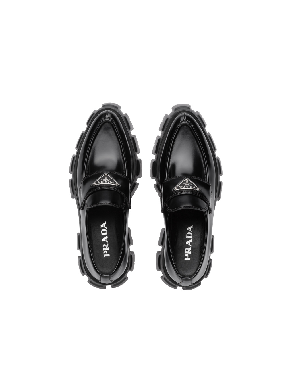 Prada Monolith Pointy Brushed Kozene Loafers Čierne | PSNEZY532