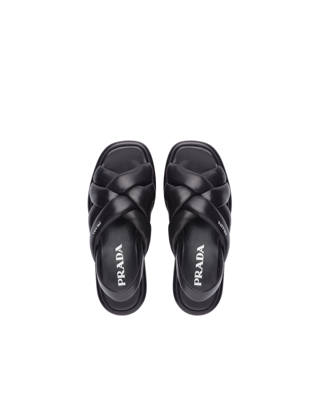 Prada Nappa Kozene Flatform Sandals Čierne | PRKVZJ724